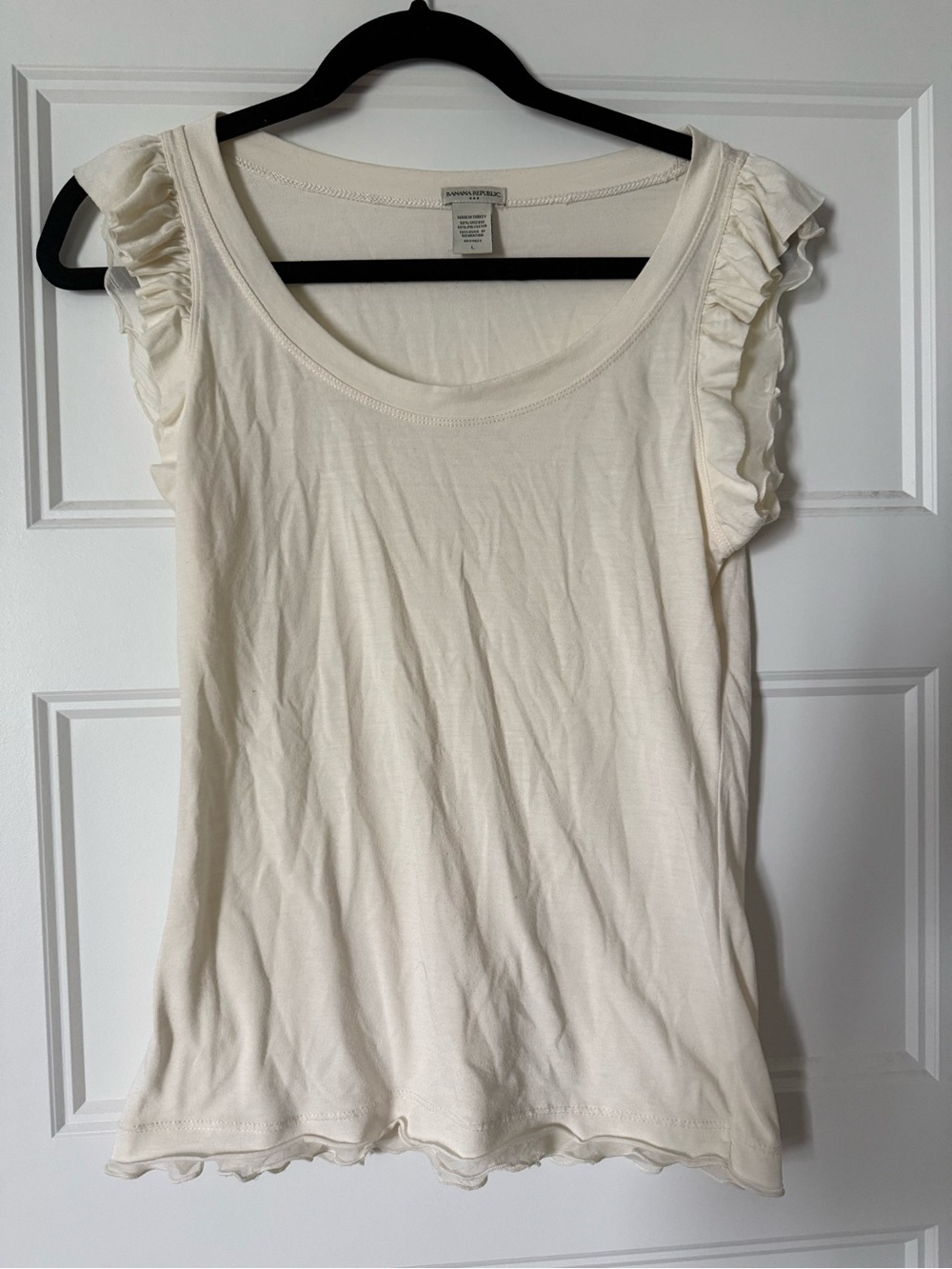 Banana Republic Cream Ruffle Sleeve Tank